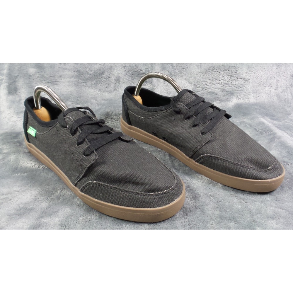 Sanuk Shoes Mens Size 9 Black Vagabond Lace Sneaker Comfort Vegan Lightweight